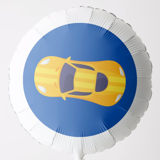 Yellow Racing Car Racetrack Baby Boy Dedication Balloon (Front)