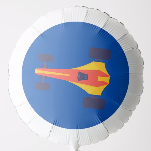 Yellow Racing Car Racetrack Baby Boy Dedication Balloon (Front)