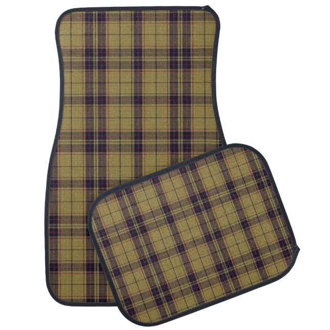 Yellow Racing Karting Tartan Checkered Car Mat (Set)