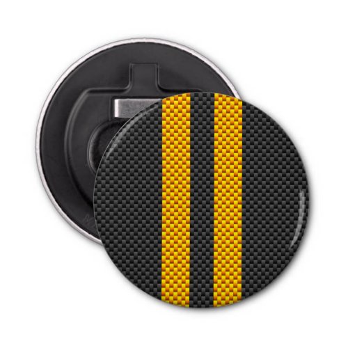 Yellow Racing Stripes Carbon Fiber Style Bottle Opener