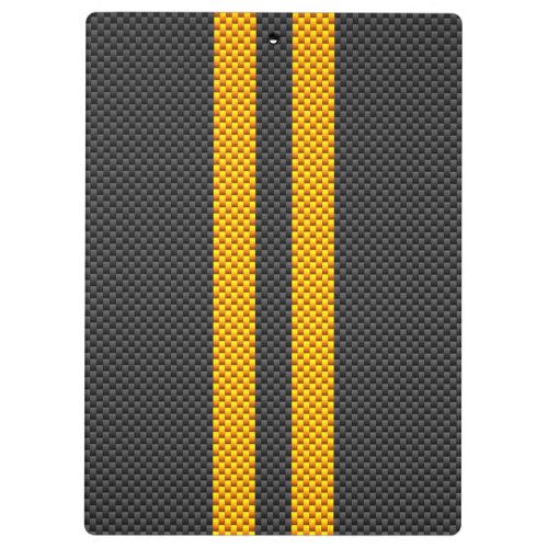 Yellow Racing Stripes Carbon Fiber Style Clipboard