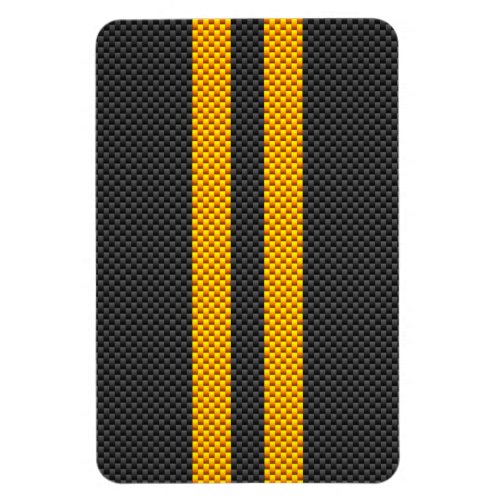 Yellow Racing Stripes Carbon Fiber Style Magnet