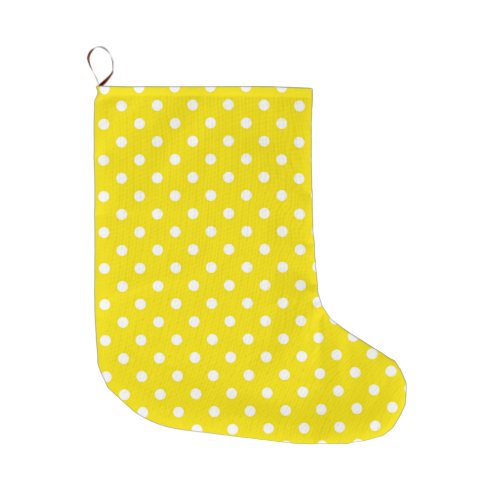 Yellow Radioactive with white polka dots 1 Large Christmas Stocking