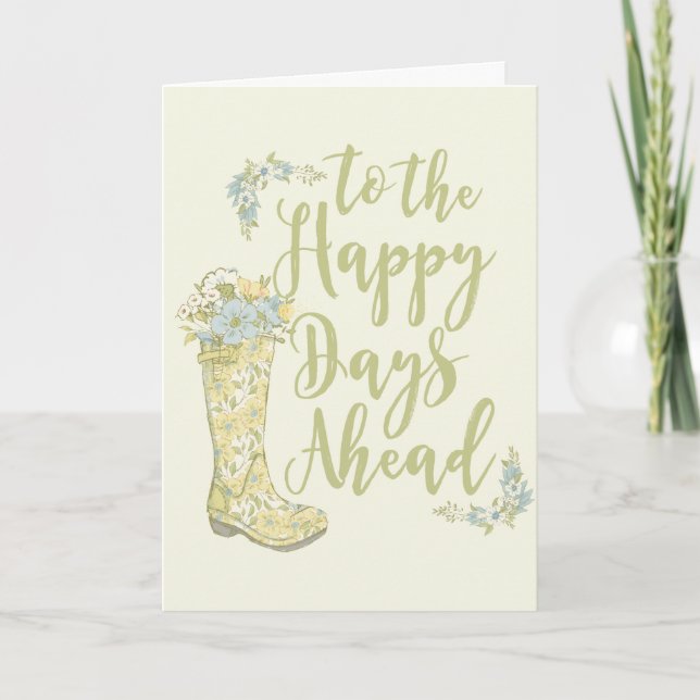 Yellow Rain Boot Bridal Shower Greeting Card (Front)