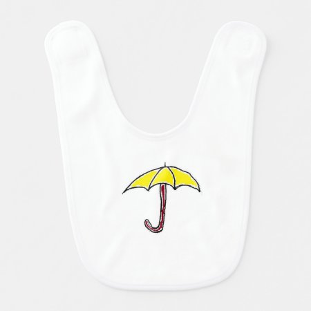 Yellow Rain Or Sunny Day Umbrella Cartoon  Bib