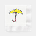 Yellow Rain Or Sunny Day Umbrella Cartoon  Paper Napkins at Zazzle
