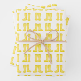 Yellow Rainboots Toddler Wellies Baby Shower Wrapping Paper Sheets