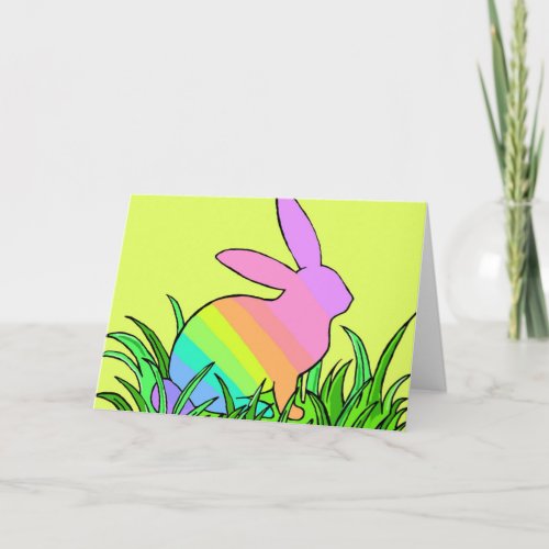 Yellow Rainbow Bunny Greeting Card 