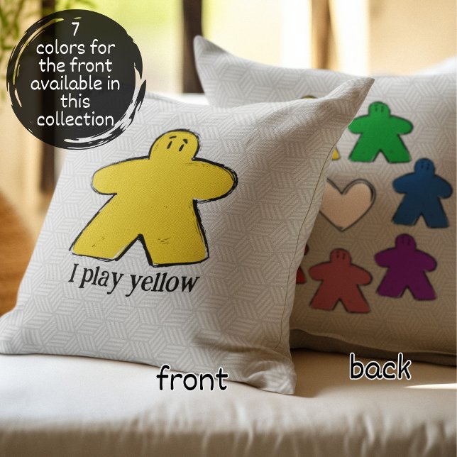 Yellow Rainbow Meeple Board Game Love  Throw Pillow (Creator Uploaded)