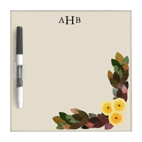 Yellow Ranunculus Flowers  Leaves Initial Letters Dry Erase Board