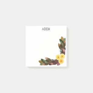 Yellow Ranunculus Flowers & Leaves Initial Letters Post-it Notes