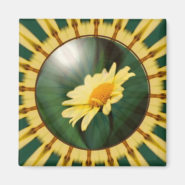 Yellow Rays Abstract Frame Create Your Own Photo Magnet (Front)