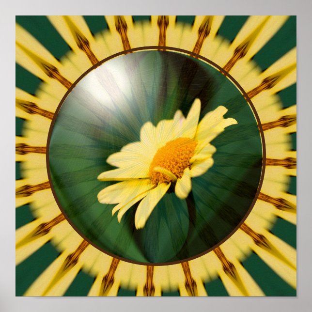 Yellow Rays Abstract Frame Create Your Own Photo Poster (Front)