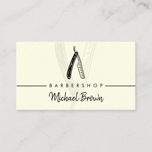 Yellow Razor moustache beard trim barbershop Business Card