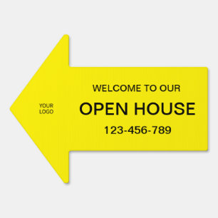 Yellow Real Estate Arrow Yard Sign