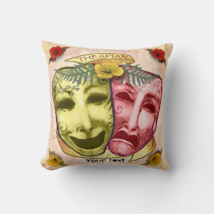 Yellow Red Actor Masks Throw Pillow