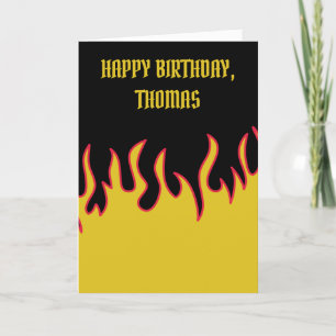 Yellow, Red, and Black Fire Flames Custom Message Card
