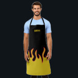 Yellow, Red and Black Flames Personalized Apron<br><div class="desc">This personalized apron is perfect for grilling. It features an illustration of yellow and red flames set against a black background with a name or other message in bold yellow lettering.</div>