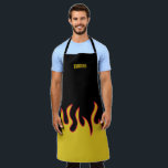Yellow, Red and Black Flames Personalized Apron<br><div class="desc">This personalized apron is perfect for grilling. It features an illustration of yellow and red flames set against a black background with a name or other message in bold yellow lettering.</div>