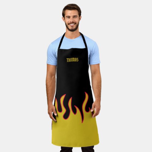 Yellow Red and Black Flames Personalized Apron