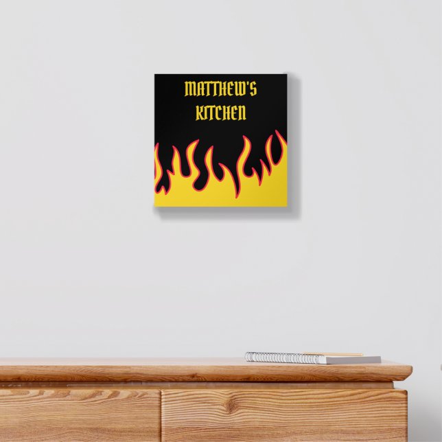 Yellow, Red and Black Flames Personalized Kitchen Acrylic Photo Tile (Dresser)