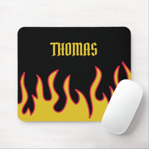 Yellow Red and Black Flames Personalized Mouse Pad