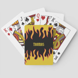 Yellow, Red and Black Flames Personalized Poker Cards