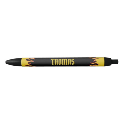 Yellow Red and Black Hot Rod Flames Personalized Black Ink Pen