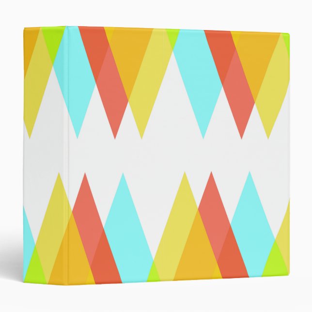 Yellow, red and cadet blue triangles 3 ring binder (Front/Spine)
