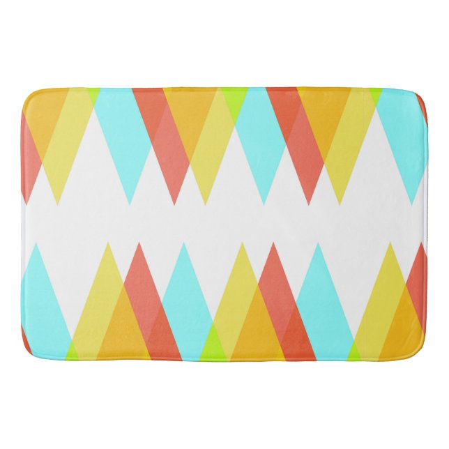 Yellow, red and cadet blue triangles bath mat (Front)