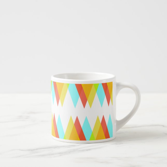 Yellow, red and cadet blue triangles espresso cup (Right)