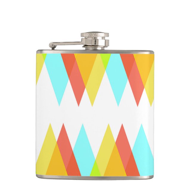 Yellow, red and cadet blue triangles flask (Front)
