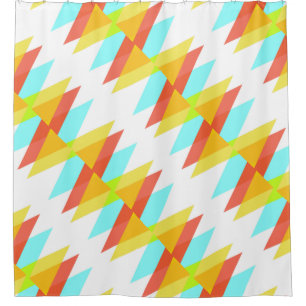 Yellow, red and cadet blue triangles shower curtain