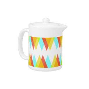 Yellow, red and cadet blue triangles teapot