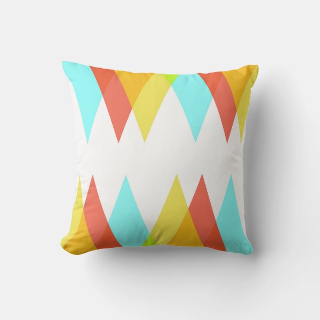 Yellow, red and cadet blue triangles throw pillow (Front)