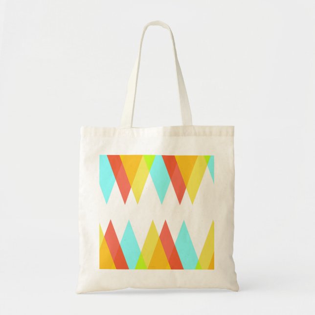 Yellow, red and cadet blue triangles tote bag (Front)