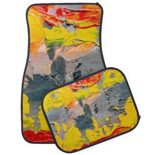Yellow,red,and green paint car floor mat