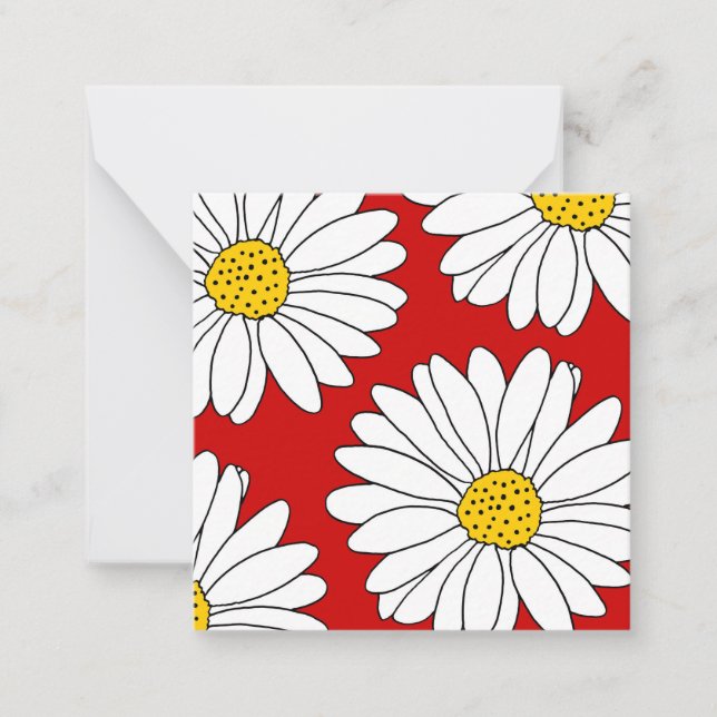 Yellow Red and White Daisies Note Card (Front)