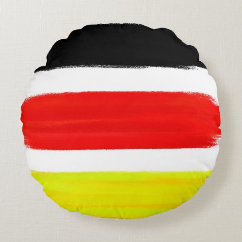 Yellow Red Black Abstract Painting Art Round Pillow