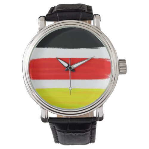 Yellow Red Black Abstract Painting Art Watch