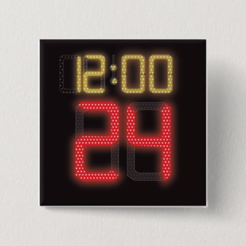 Yellow Red Black Basketball Clock Sports  Button