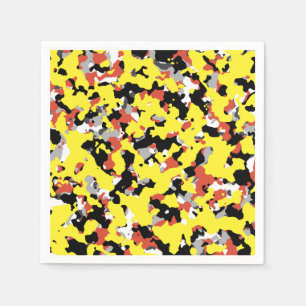 Yellow Red Black Grey Camouflage Camo Party Napkins