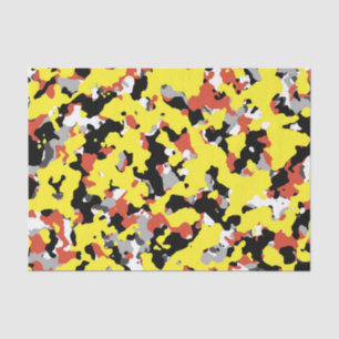 Yellow Red Black Grey Camouflage Camo Party Tissue Paper