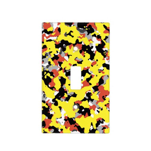 Yellow Red Black Grey Camouflage Camo Pattern Light Switch Cover