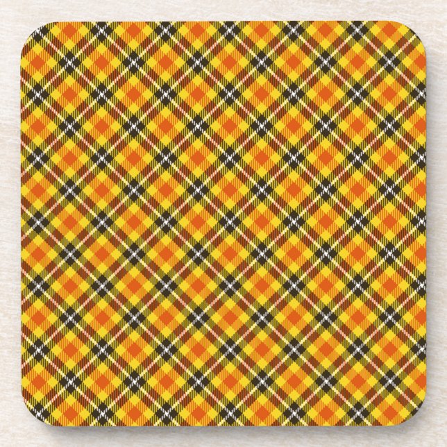 Yellow Red Black Plaid Texture Pattern-57570 Beverage Coaster (Front)