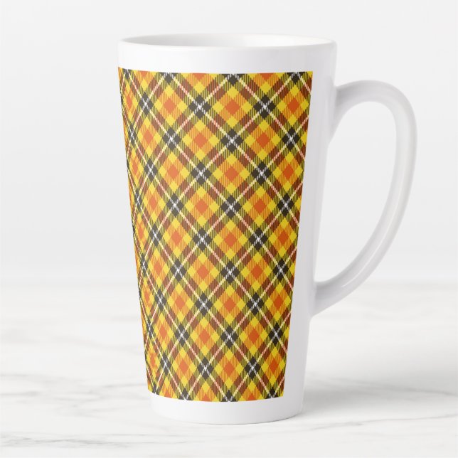 Yellow Red Black Plaid Texture Pattern-57570 Latte Mug (Right)
