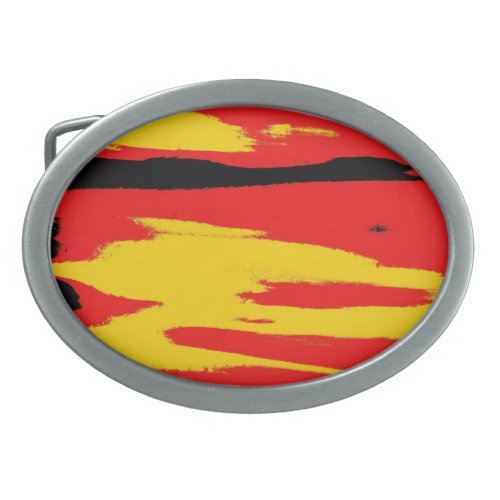 Yellow Red Black Retro Painting Abstract Art Belt Buckle