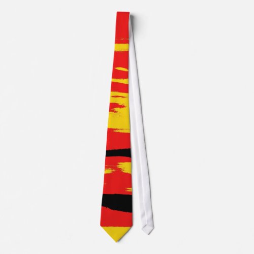 Yellow Red Black Retro Painting Abstract Art Tie