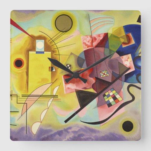 Yellow_Red_Blue 1925 by Wassily Kandinsky Square Wall Clock