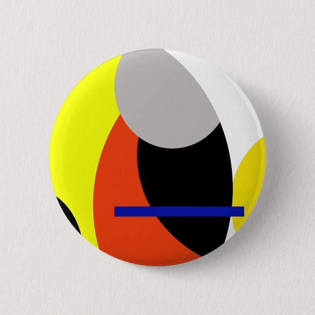 Yellow Red Blue Abstract Art Button (Front)